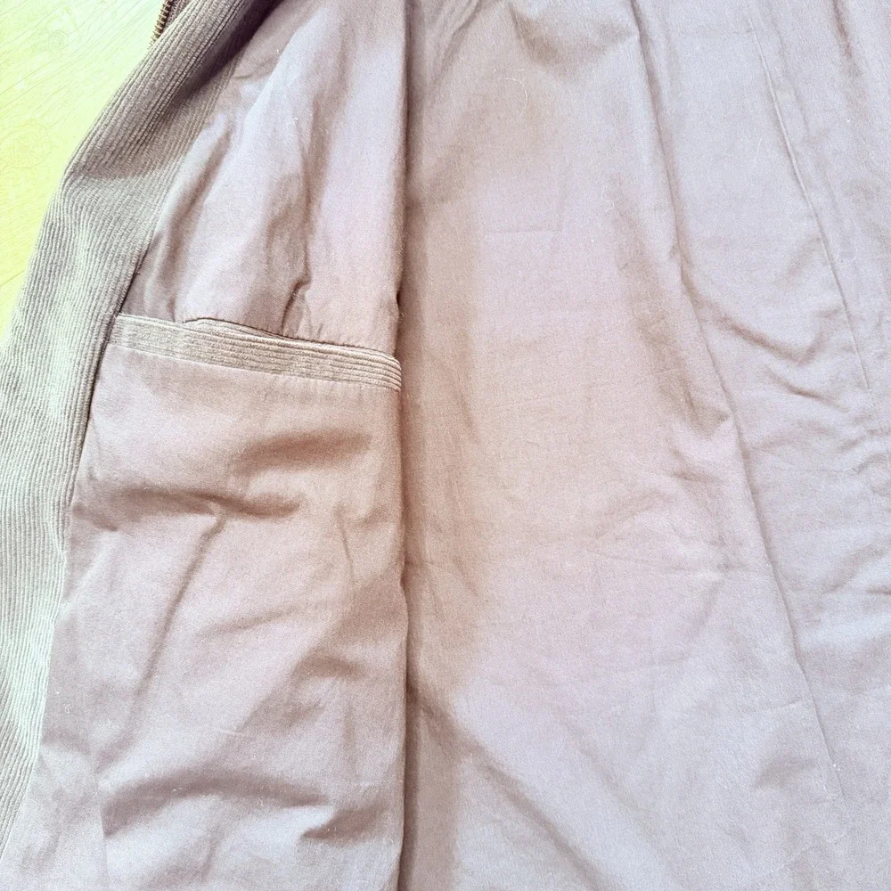 J. Crew Brown Corduroy Bomber Jacket-Coat Lining‎ 100% Cotton SZ L Sleeve Lining